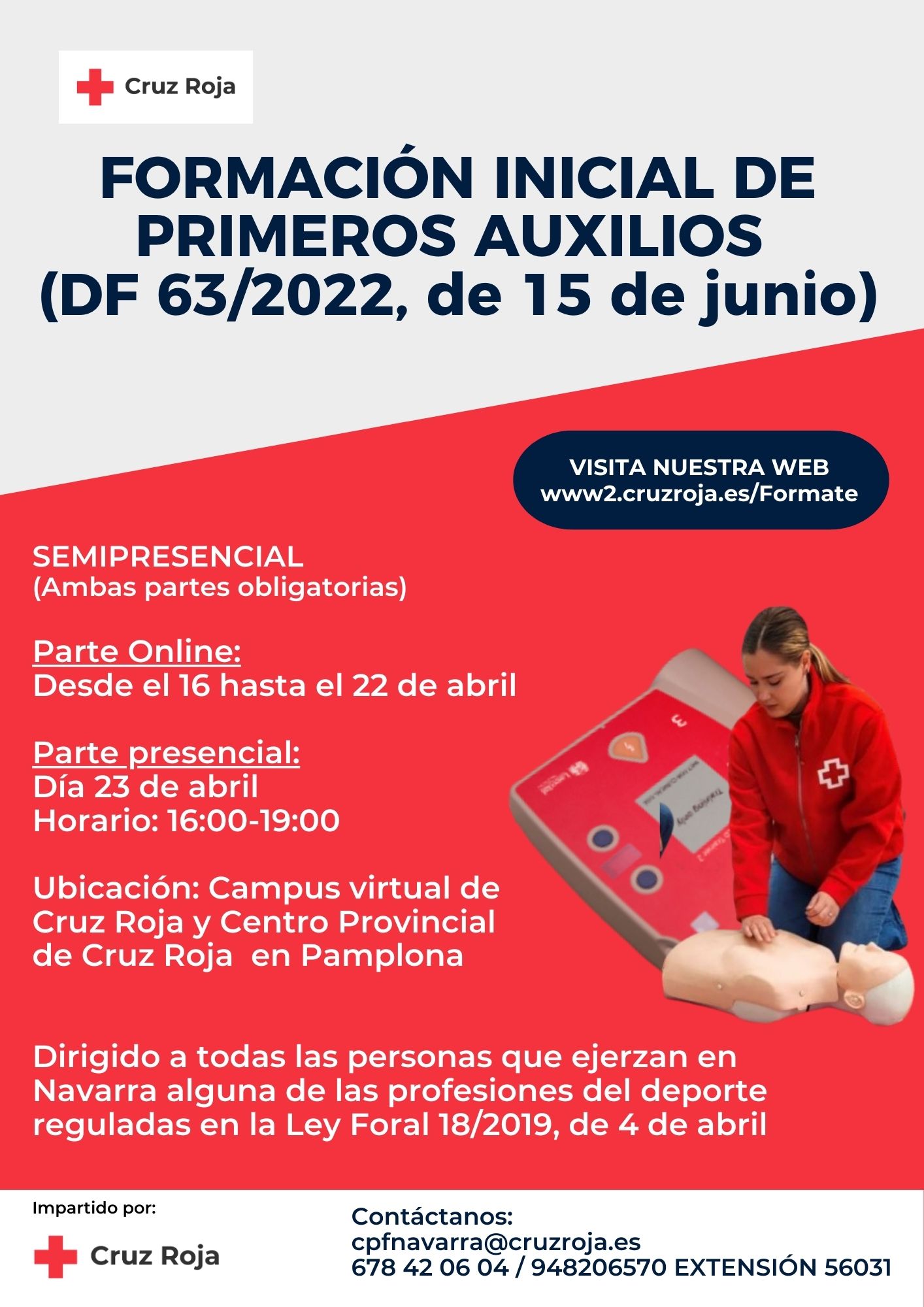 Cruz Roja Navarra - Pr&oacute;ximo Curso de Formaci&oacute;n de Primeros Auxilios (Abril)